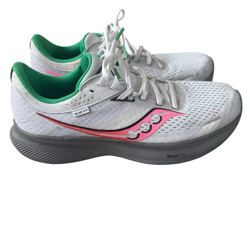 Saucony Ride 16 Womens Size 10.5 White Pink Gray Athletic Running Shoes Sneakers